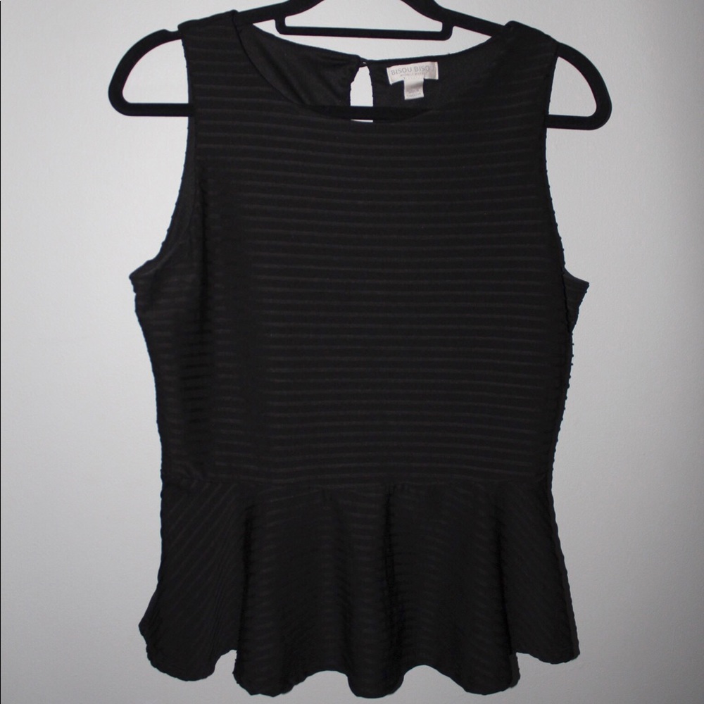 Ribbed Black Peplum Tank